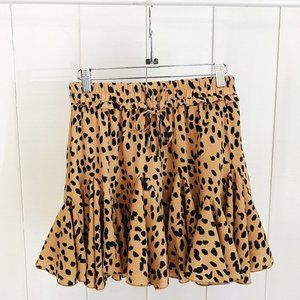 Taupe Animal Print Pleated Skort